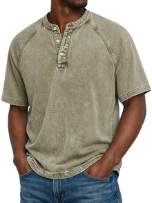 Pedro | Vintage-Herrenhemd mit Knöpfen in Khaki