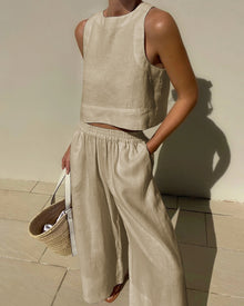 Amanda | Leinen-Sommer-Set in Khaki