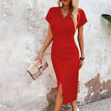 Damen Festliches Hochzeitsgast Wickel Midikleid in Rot