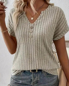 Rosina | Bluse mit V-Ausschnitt in Khaki
