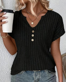 Rosina | Bluse mit V-Ausschnitt in Schwarz