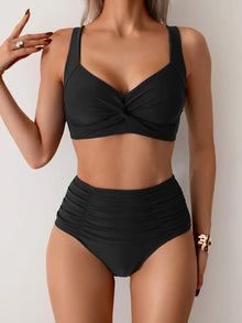 Hochtailliertes Sommer-Bikini-Set in Schwarz