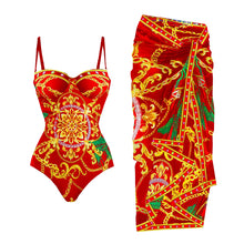 Alenya | Dein figurformender Push-Up-Einteiler mit passender Strandrobe in Rot / Orange