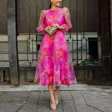 Damen Sommer Blumen Hochzeitsgast Midikleid in Rosa