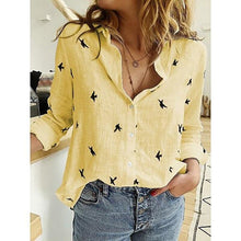 Casual Sommerliche Bluse für Damen in Gelb (mit Vögeln)