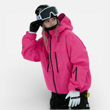 Damen Skijacke mit Kapuze und Reißverschlusstaschen in Rosa