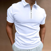 Herren Lässig Slim Fit Poloshirt mit Reißverschluss in Weiß