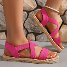 Damen Kreuzriemen Elastisch Strand Sandalen in Rosa