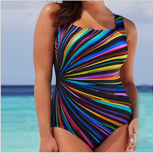 Lina | Dein gestreifter Push-Up-Monokini für einen femininen Sommer-Look in Regenbogenstreifen / Bunt gestreift