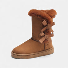 Damen Winterstiefel mit Fellkragen in Kamel