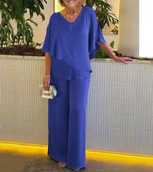 Camilia | Müheloses Glamour-Zweiteiler-Set in Blau