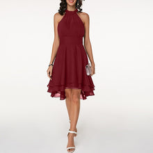 Damen Sommer Neckholder Midikleid in Rot