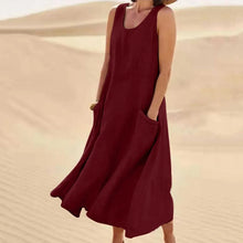 Lena – Sommerkleid aus Leinen für Damen in Burgunder