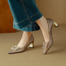 Katrien | Glitzer-Pumps in Gold