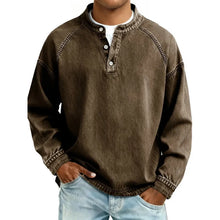 Pedro Langarmshirt | Vintage Herrenhemd mit Knöpfen in Dunkelbraun