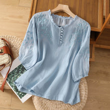 Damen Bequeme Sommer Bluse in Blau