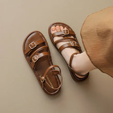 Damen Elegant Schnalle Riemen Sommer Sandalen in Braun