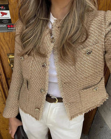 Drune | Klassischer Tweed-blazer Wollmischung Zeitlos und Elegant in Khaki
