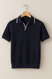 Gorazd – Atmungsaktives Strick-Polohemd in Marineblau