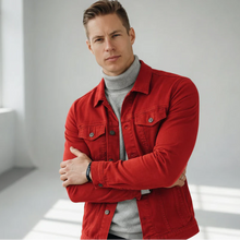 Hemdjacke für Herren mit Brusttaschen im Slim-Fit Schnitt in Rot