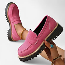 Slipper Damen | Plateau-Loafer mit kräftiger Profilsohle in Rosa