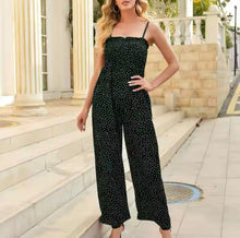 Sommer Jumpsuit Damen | Spaghettiträger & Smok-Oberteil in Grün