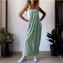 Sommer Jumpsuit Damen | Streifenmuster & Latzträger-Design in Grün
