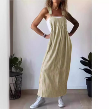 Sommer Jumpsuit Damen | Streifenmuster & Latzträger-Design in Gelb