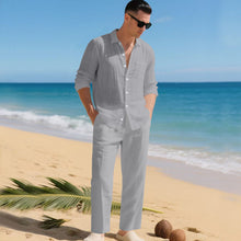 Sommer Zweiteiler Herren | Leinenhemd & Hose im Set in Grau