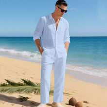 Sommer Zweiteiler Herren | Leinenhemd & Hose im Set in Blau