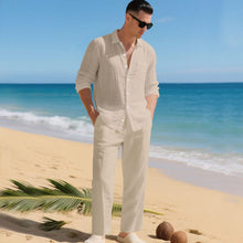 Sommer Zweiteiler Herren | Leinenhemd & Hose im Set in Hellbraun