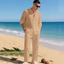 Sommer Zweiteiler Herren | Leinenhemd & Hose im Set in Dunkelbraun