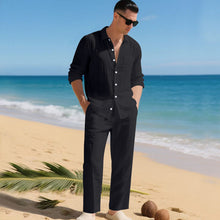 Sommer Zweiteiler Herren | Leinenhemd & Hose im Set in Schwarz