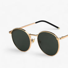 Sonnenbrille Herren | Rundes Design & Zeitloser Stil in Gold Armeegrün