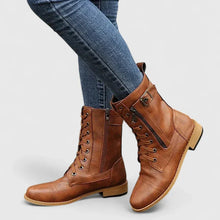 Stiefeletten Damen | Schnürung & Seitlicher Reißverschluss in Braun