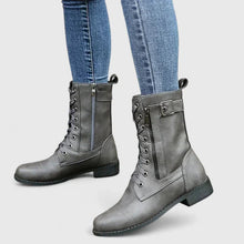 Stiefeletten Damen | Schnürung & Seitlicher Reißverschluss in Grau