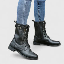 Stiefeletten Damen | Schnürung & Seitlicher Reißverschluss in Schwarz