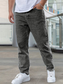 Straight Leg Jeans Herren | Gerader Schnitt & Bequemer Tragekomfort in Dunkelgrau