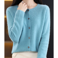 Strickjacke Damen | Feinstrick & Rundhals in Hellblau