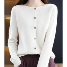 Strickjacke Damen | Feinstrick & Rundhals in Weiß