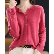 Strickjacke Damen | Feinstrick & Rundhals in Dunkelrosa