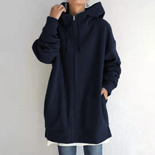 Strickjacke Damen | Kapuze & Longform in Dunkelblau