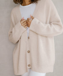 Strickjacke Damen | Kokon-Schnitt & Rippstrick in Hellrosa