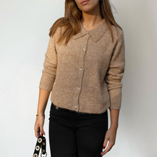 Strickjacke Damen | Kragen & Weicher Griff in Hellbraun