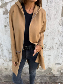 Strickjacke Damen | Reißverschluss & Longform in Braun