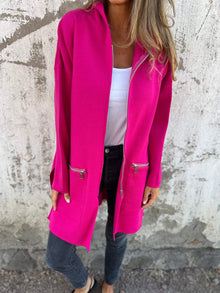 Strickjacke Damen | Reißverschluss & Longform in Rosa