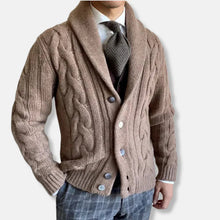 Strickjacke Herren | Zeitlos Elegant mit Schalkragen in Khaki