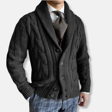 Strickjacke Herren | Zeitlos Elegant mit Schalkragen in Schwarz