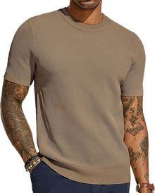T Shirt Herren | Atmungsaktives Strick-Mesh für Sommer & Style in Khaki