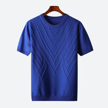 Texturierter Strick T-Shirt Herren | Struktur-Design & Atmungsaktiver Komfort in Blau